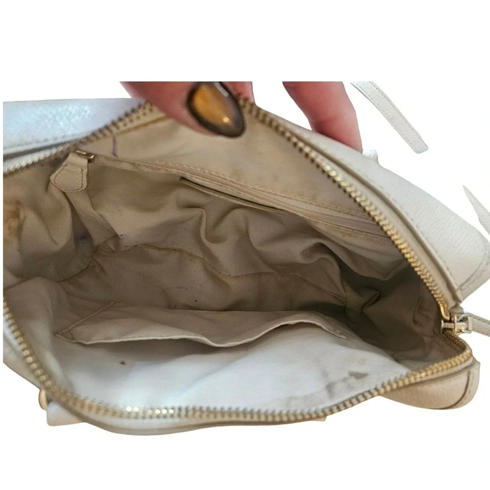 Coach Bennett Mini Satchel Cream Beige Crossgrain Leather Handbag F36624